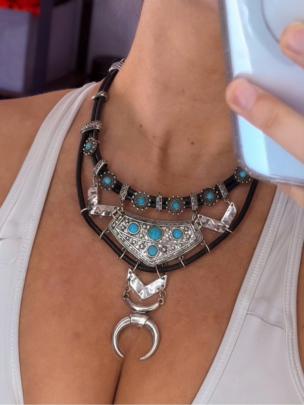 Idyllwind Turquoise and Silver Boho Necklace